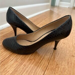 Giuseppe Zanotti Black Textured Snake-Embossed Pumps